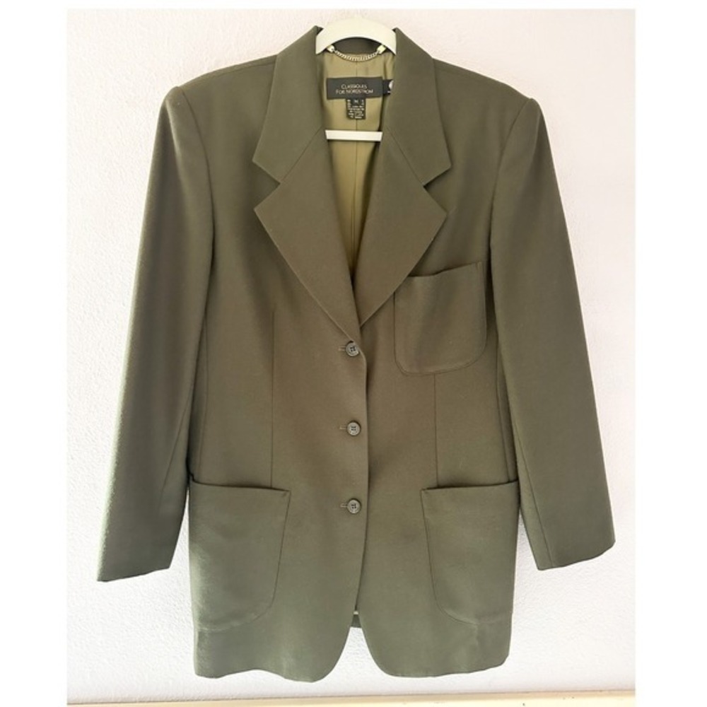 VTG‎ Classiques for Nordstrom Green Wool Blazer Jacket Old Money Academia Size M
